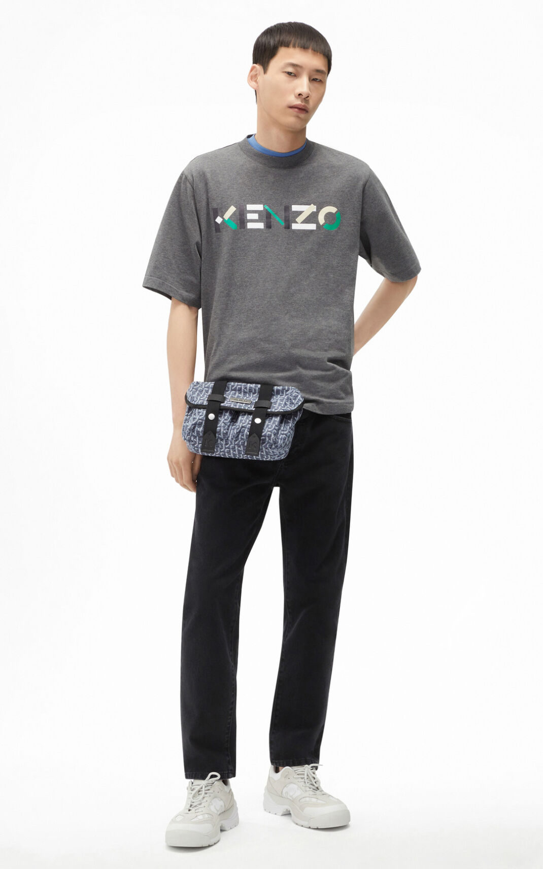 Camiseta Kenzo Multicoloured oversize Logo Masculino - Cinzentas | 918NXAICP